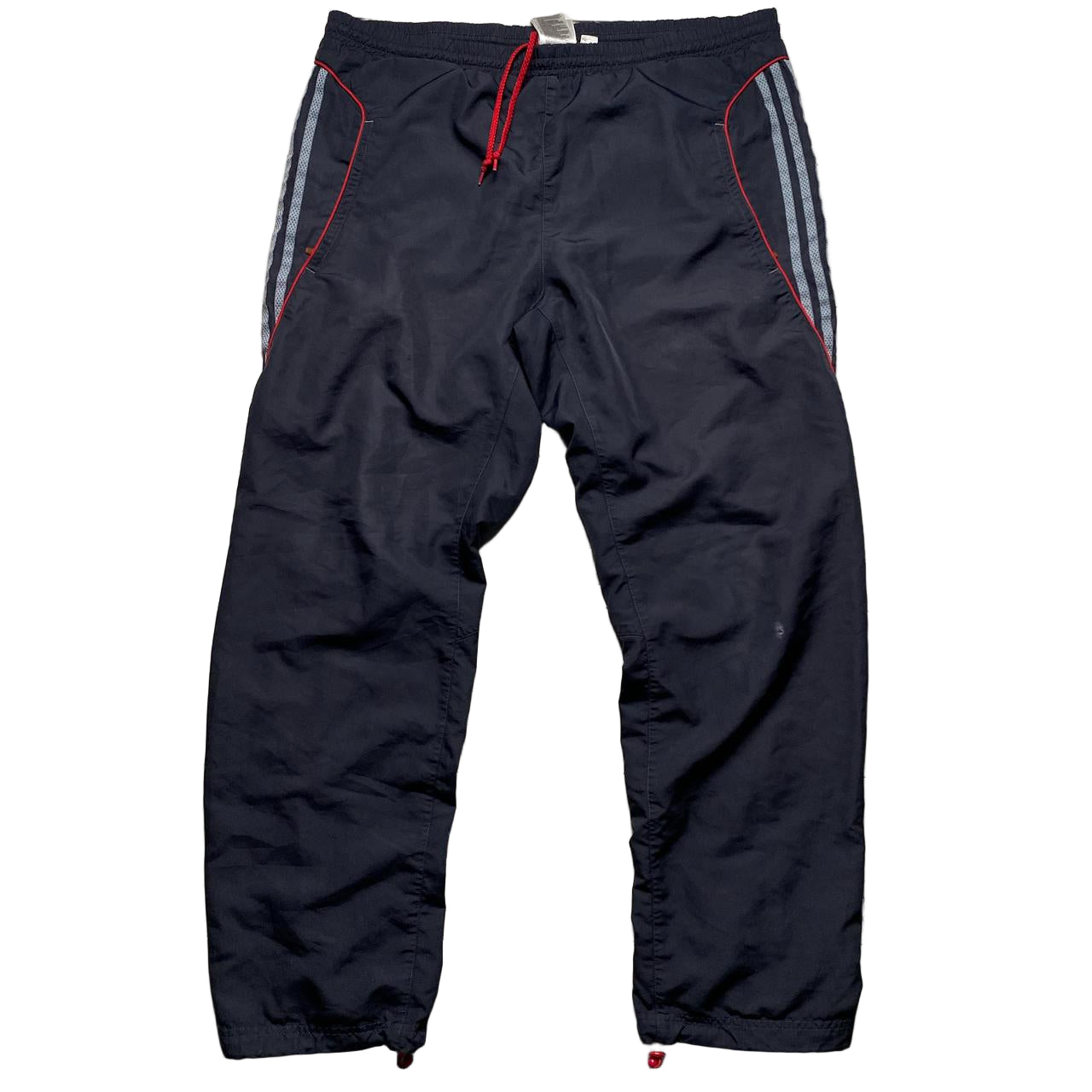 Adidas Baggy Vintage Black and Red Shell Trackpant Bottoms (XL)