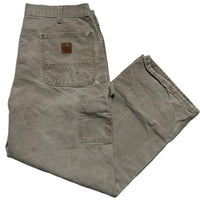 Carhartt Vintage Distressed Workwear Carpenter Cargo Trousers Light Khaki (36W)