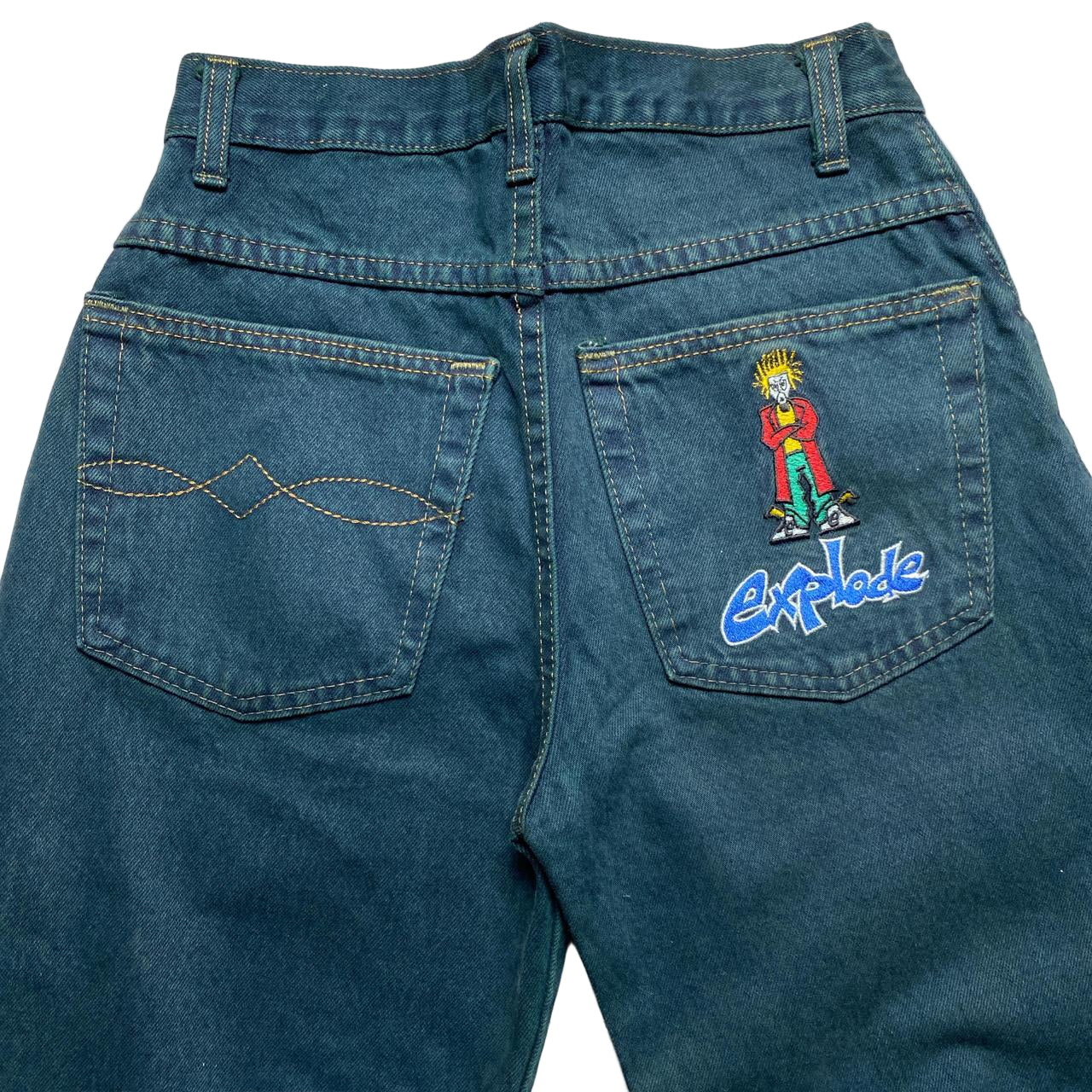 Explode 90’s Vintage Rasta Dread Embroidered Jeans (26W)