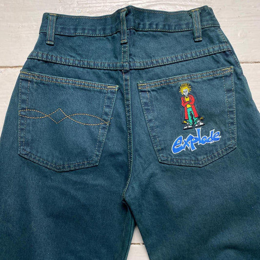 Explode 90’s Vintage Rasta Dread Embroidered Jeans