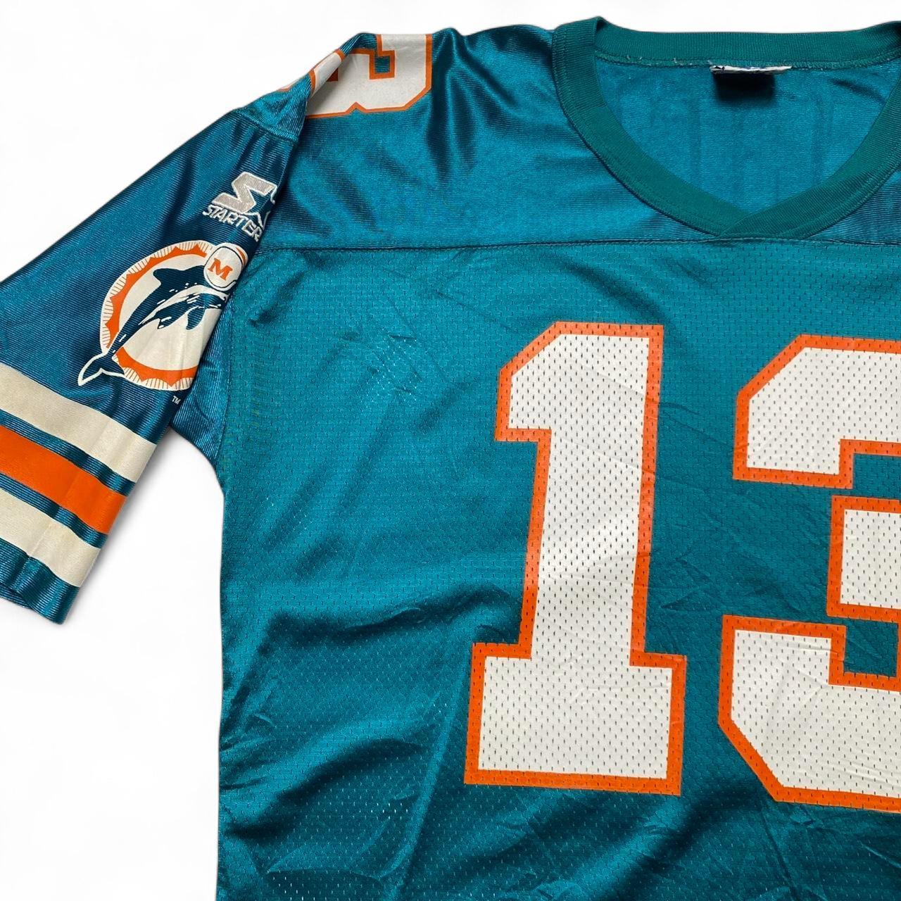Starter Miami Dolphins Marino 13 Vintage Turquoise Orange And White NFL Jersey (L)