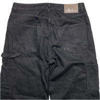 A1 Denim Baggy Carpenter Black and White Embroidery Jeans (34W)