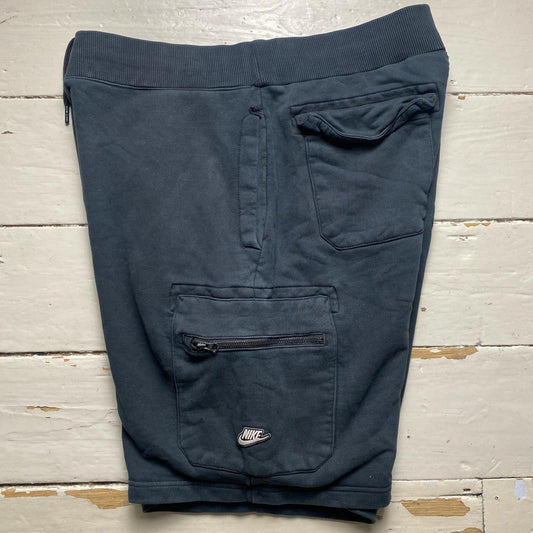 Nike Baggy Cargo Jogger Shorts Navy and White Swoosh