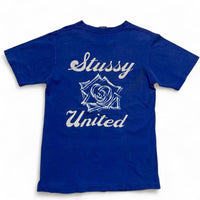Stussy Vintage Blue and White Skull T Shirt (S)