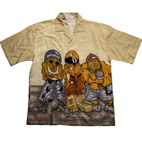 Vintage Y2K Hip Hop Cartoon Graffiti Characters Short Sleeve Shirt (L)