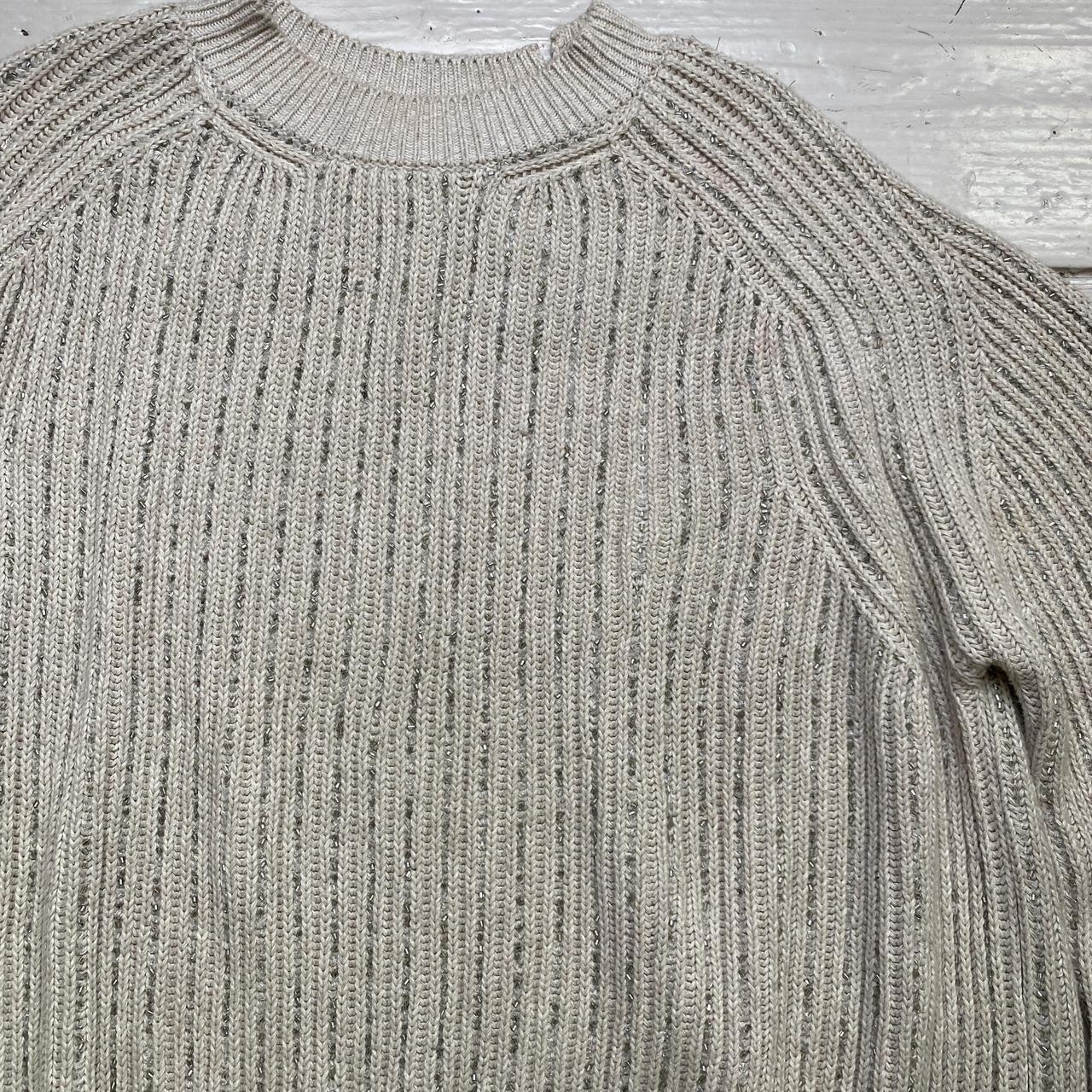 All Saints Cream and Silver Baggy Jumper