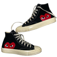 Comme Des Garcons Play Black Red and White Converse High Top Trainers (UK 10)