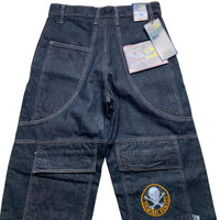 Criminal Damage Skull Embroidery Baggy Cargo Carpenter Jeans (30W)
