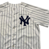 New York Yankees Majestic Vintage Pinstripe White and Navy Baseball Jersey (L)