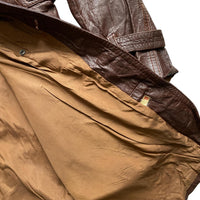 Vintage Brown Leather Spanish Trench Long Coat (S)