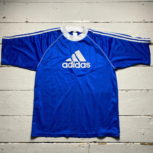 Adidas Vintage Blue and White Football Jersey T Shirt