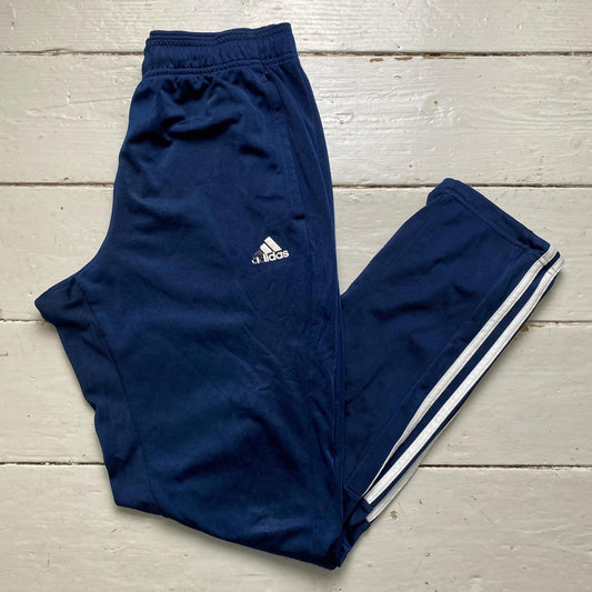 Adidas Navy and White Trackpant Bottoms