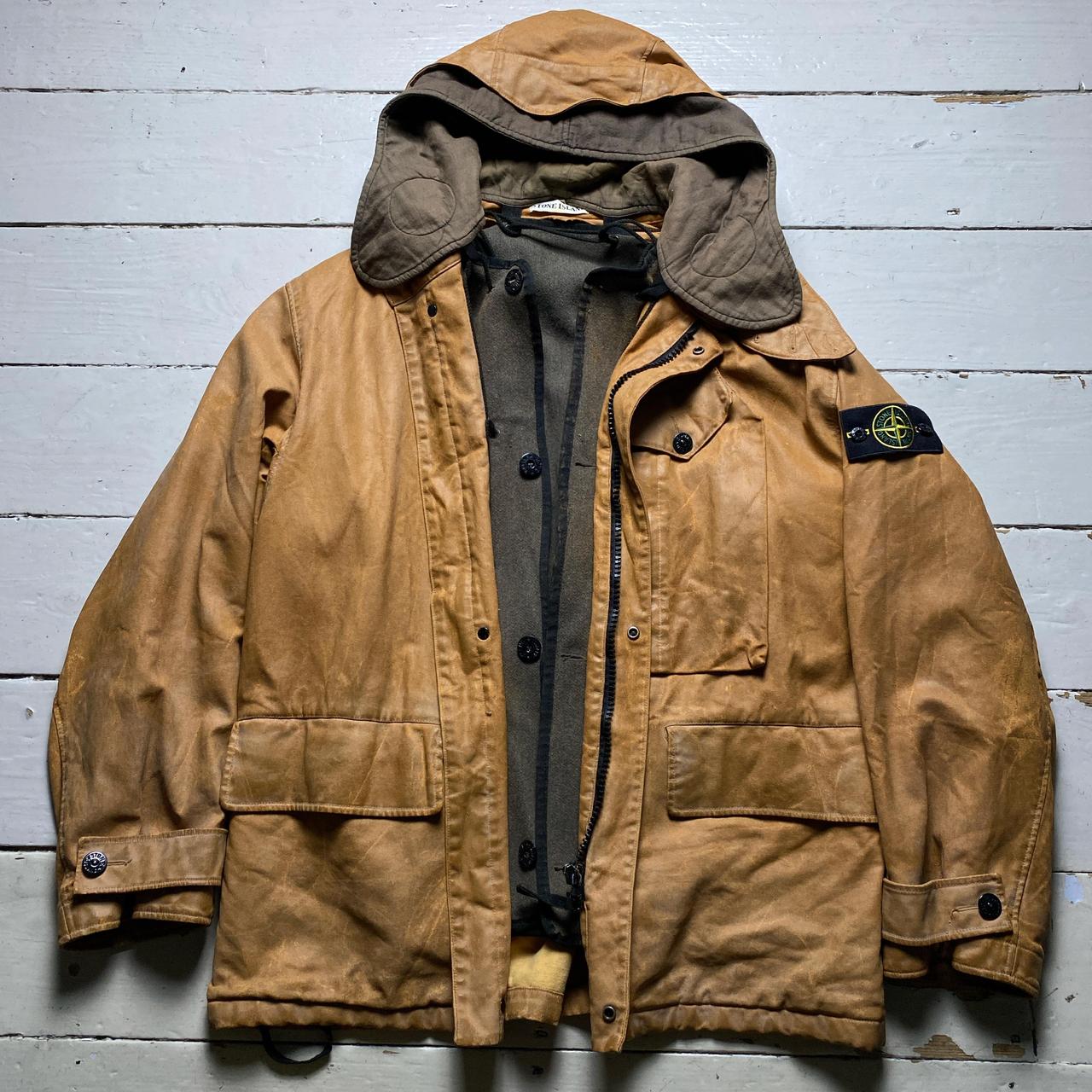 Stone Island Vintage Rubberised Dutch Rope Leather Brown 1996 Jacket