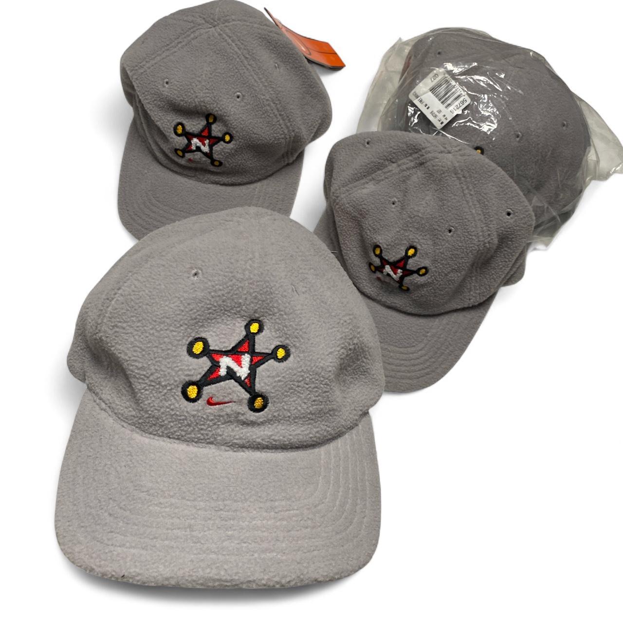 Nike y2k Vintage Grey Fleece Red Swoosh Cap