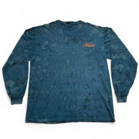 Na Pali Vintage Y2K Dragon Japanese Long Sleeve Blue Tie Dye T Shirt (XL)