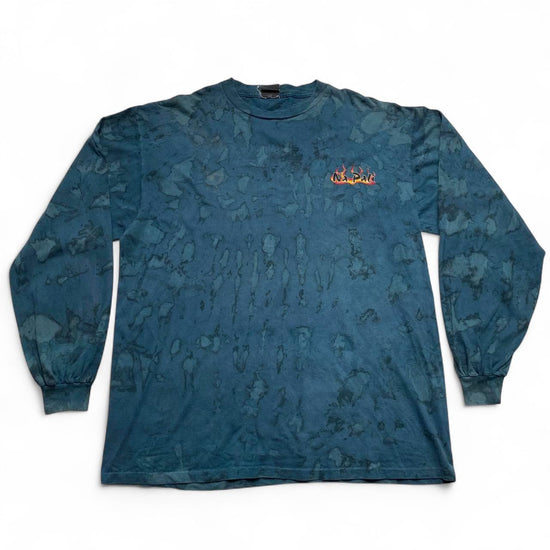 Na Pali Vintage Y2K Dragon Japanese Long Sleeve Blue Tie Dye T Shirt (XL)