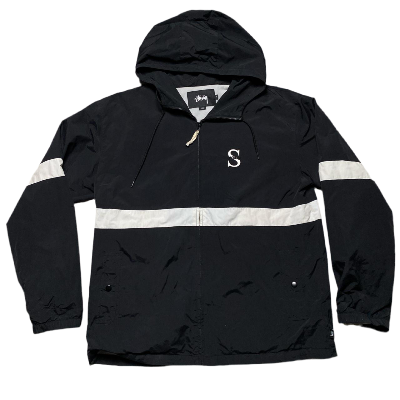 Stussy Black and White Windbreaker Jacket (XL)