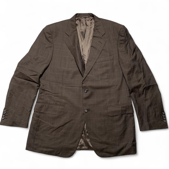 Canali Brown Pin Stripe Suit Wool Jacket Blazer (L)