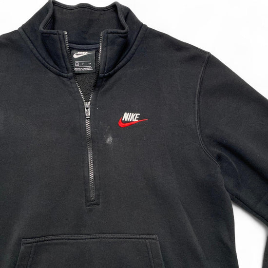 Nike Black and White Red Swoosh Quarter Zip Jumper (S)