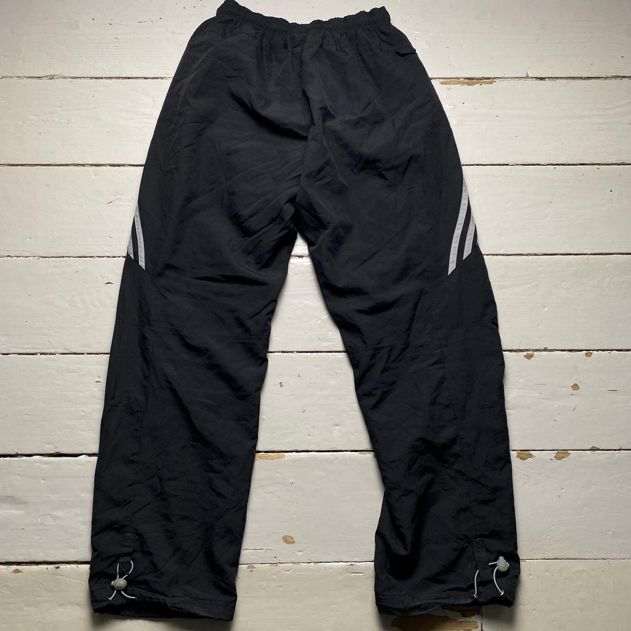 Adidas Black and Grey Shell Trackpant Baggy Bottoms