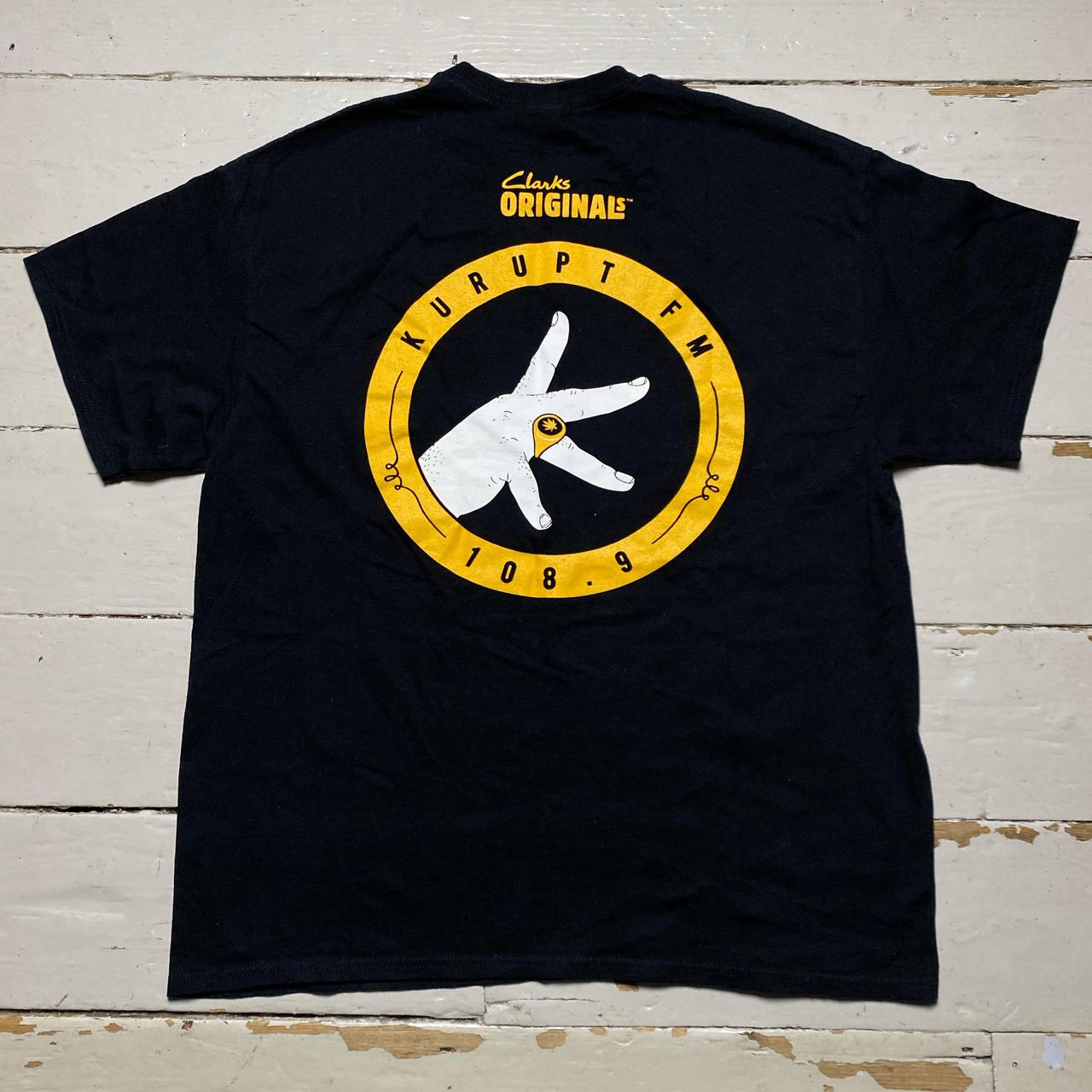 Kurupt FM Clarks Black and Yellow T Shirt