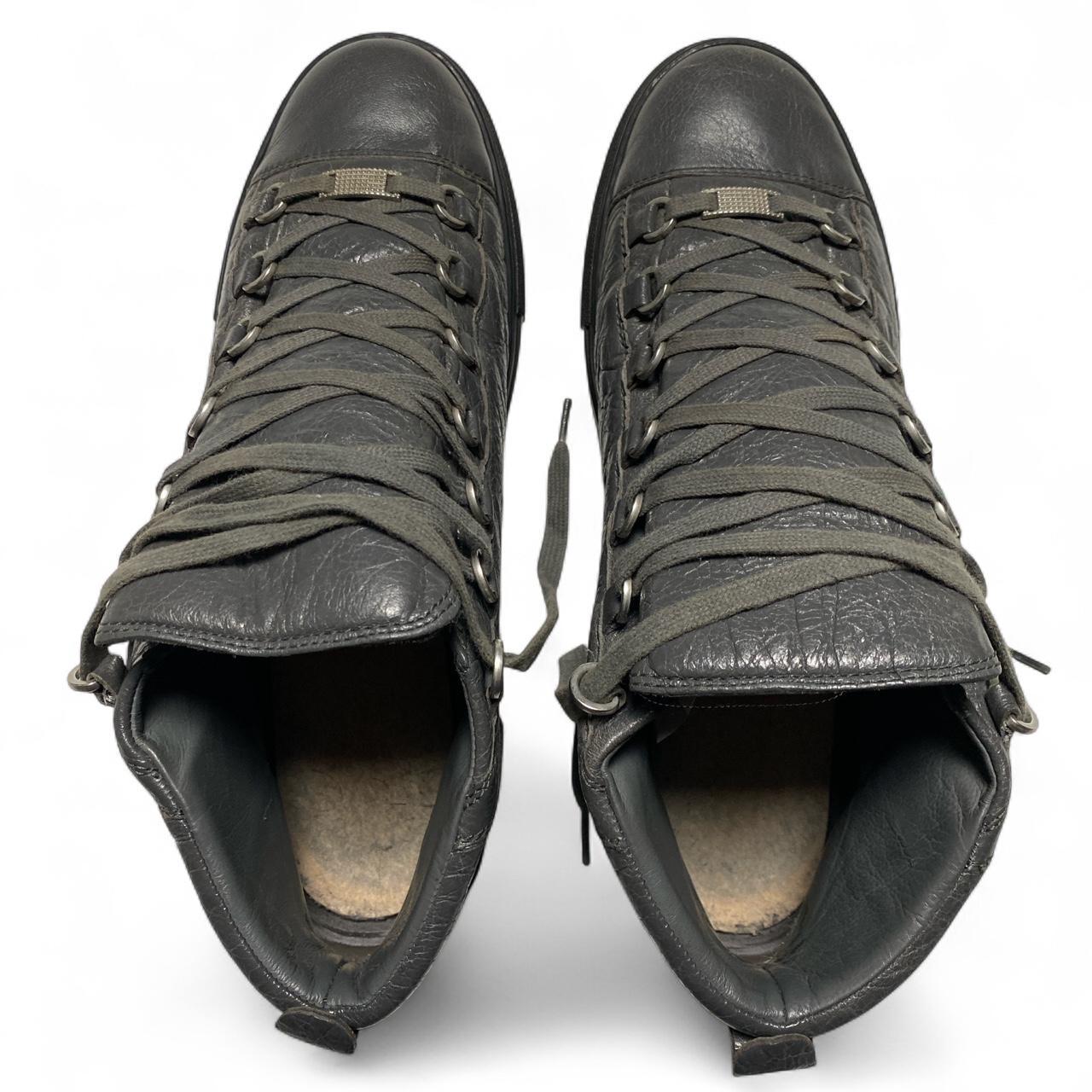 Balenciaga Arena Grey Leather and Black High Top Trainers