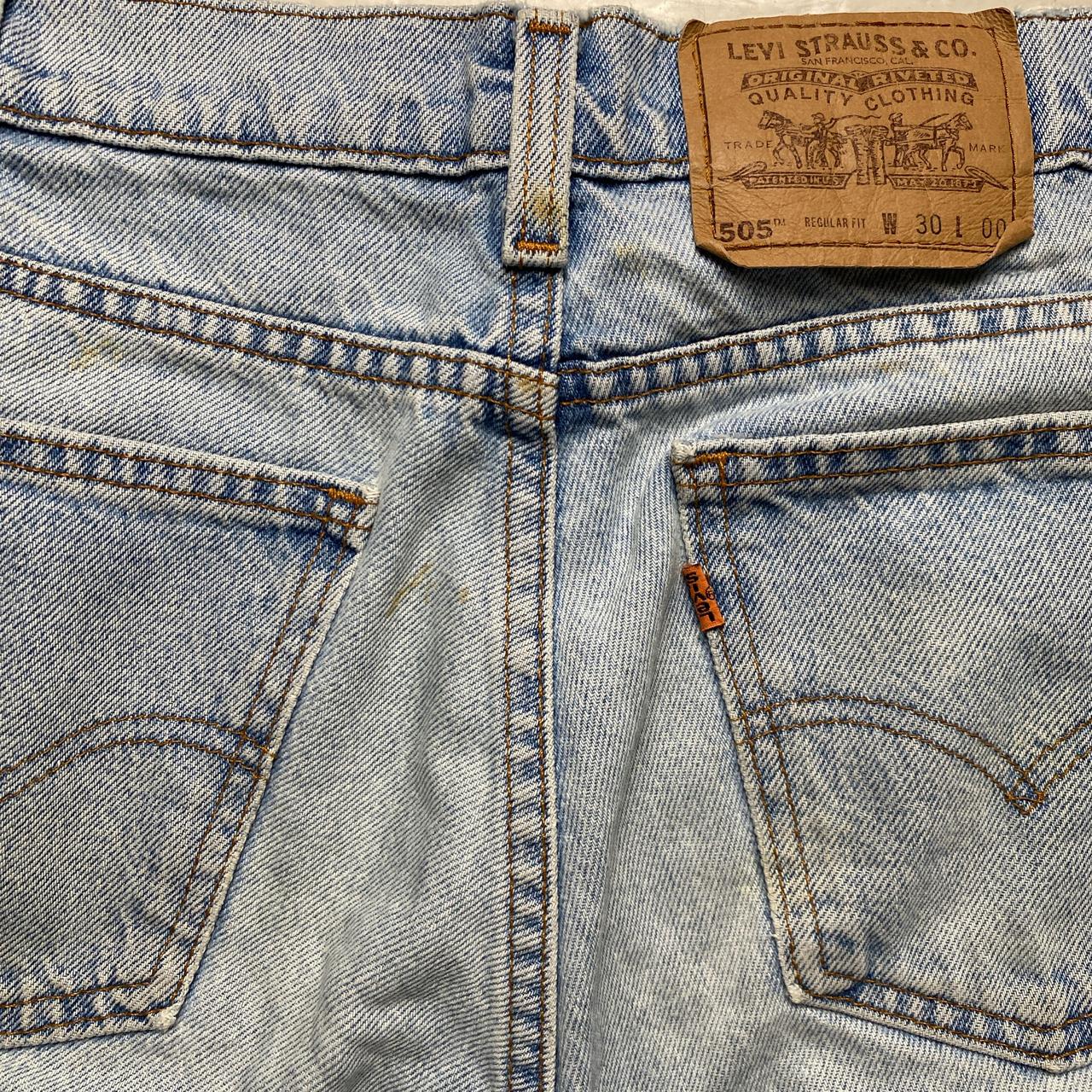 Levis 505 Vintage Stonewash Light Blue Denim Jort Jean Shorts
