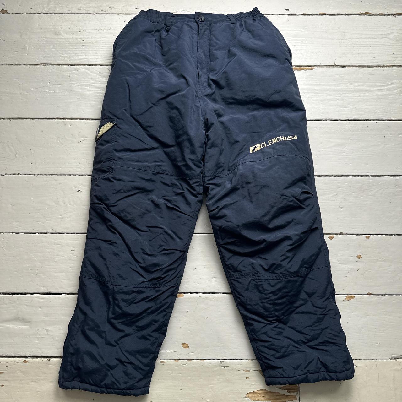 Clench USA Navy and Cream Baggy Shell Ski Cargo Trousers