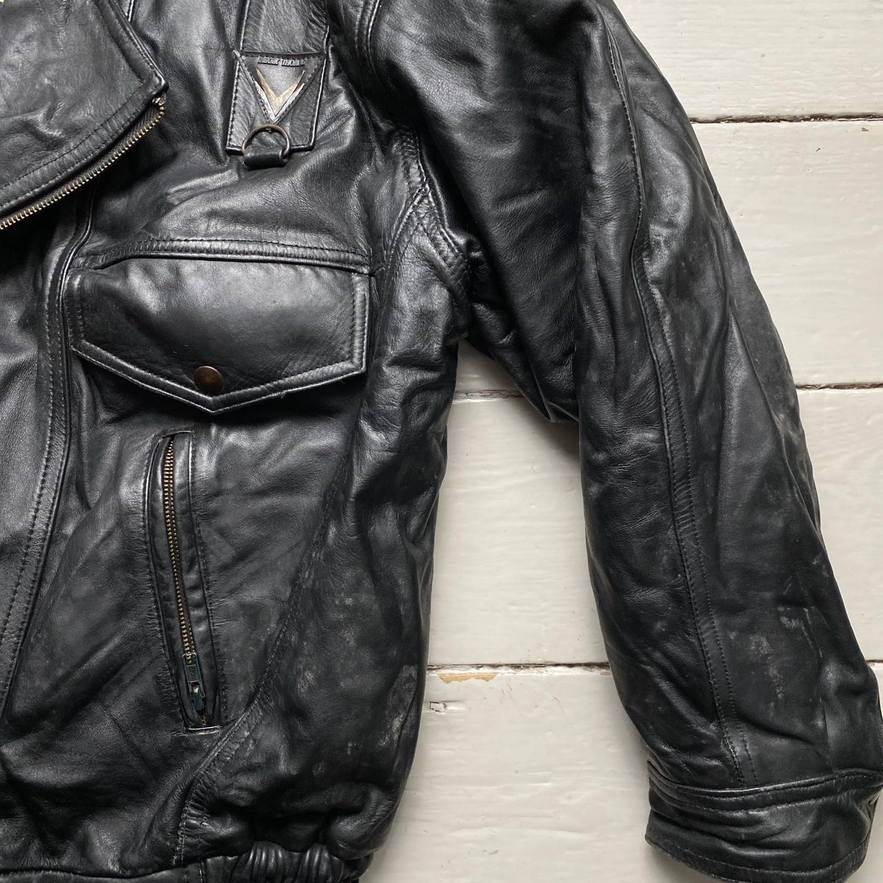 Frank Thomas Rawhide Clothing Co Black Leather Bomber Jacket