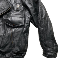 Frank Thomas Rawhide Clothing Co Black Leather Bomber Jacket (XL)