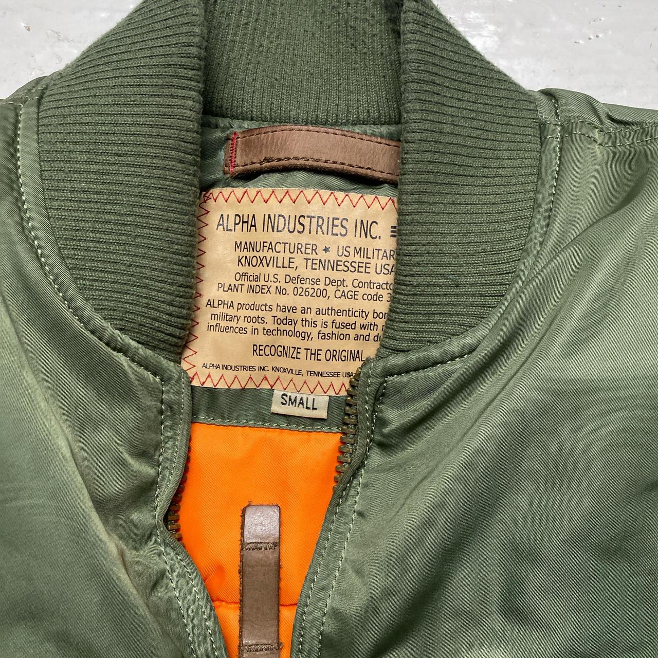 Alpha Industries Khaki Military Green and Orange Bomber Jacket