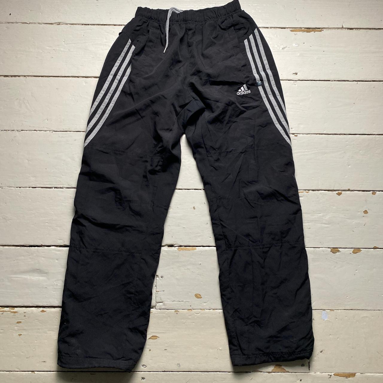 Adidas Black and Grey Shell Trackpant Baggy Bottoms