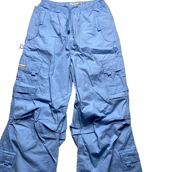 Criminal Damage Baggy Parachute Combat Light Baby Blue Cargo Trousers (S)