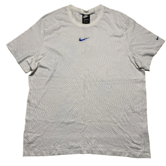 Nike White Grey and Blue Swoosh T Shirt (2XL)