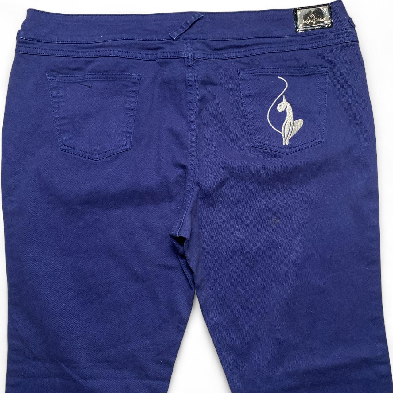 Baby Phat Vintage Baggy Wide Leg Navy and Silver Embroidery Jeans (42W)