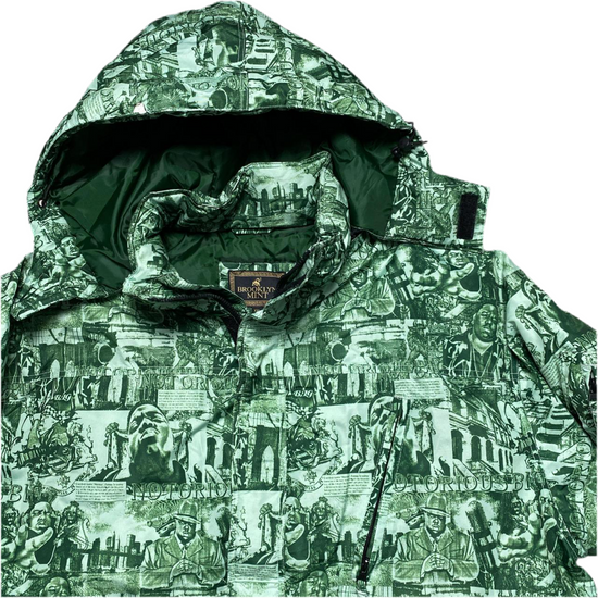 Notorious BIG Brooklyn Mint Vintage All Over Print Puffer Coat (2XL)