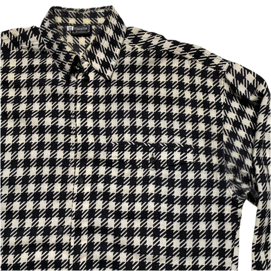 Versus Versace Black and White Houndstooth Checked Shirt (L)