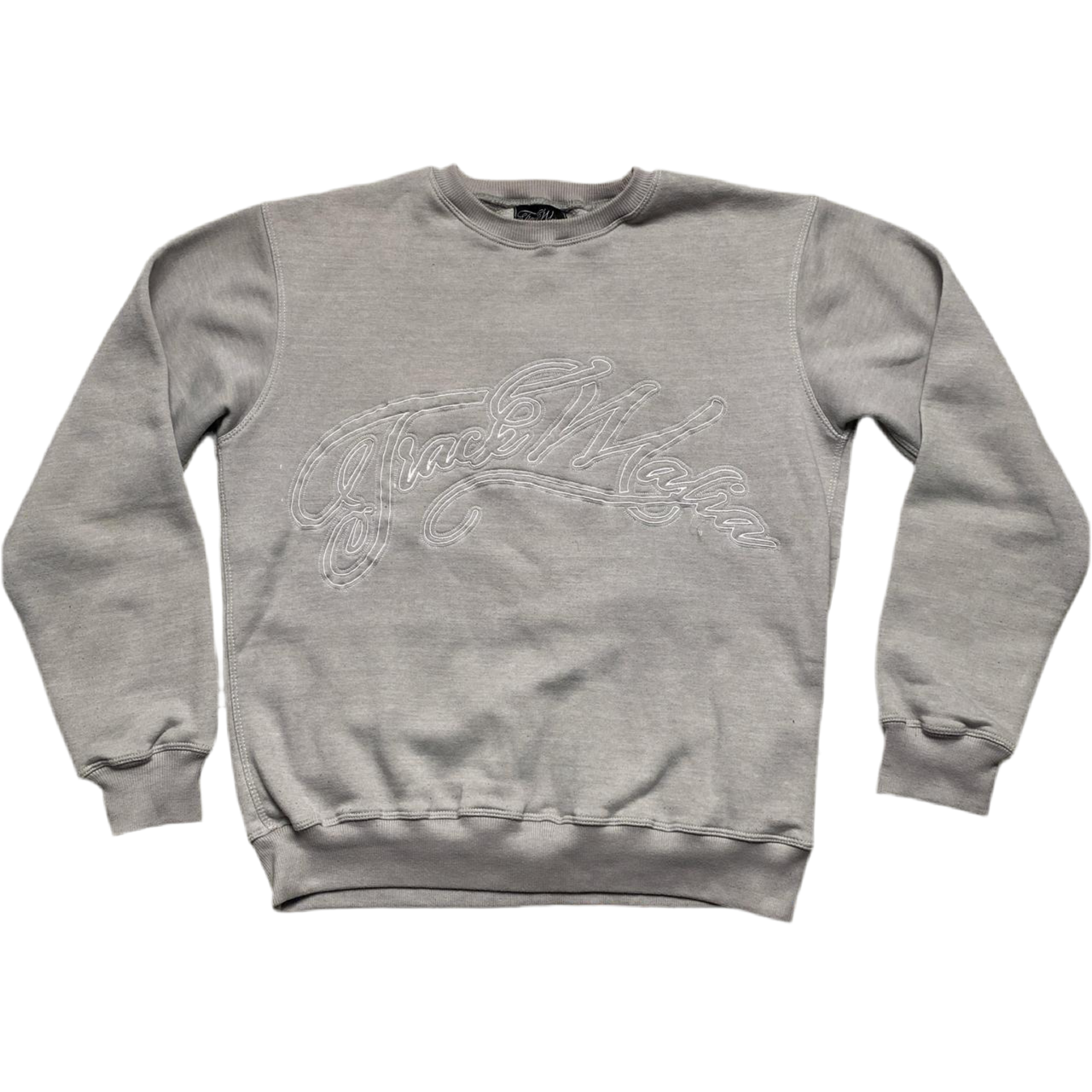 Track Mafia Grey and White Embroidery Stitch Jumper (M)