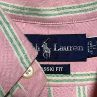 Polo Ralph Lauren Pink Green and White Pin Stripe Long Sleeve Shirt