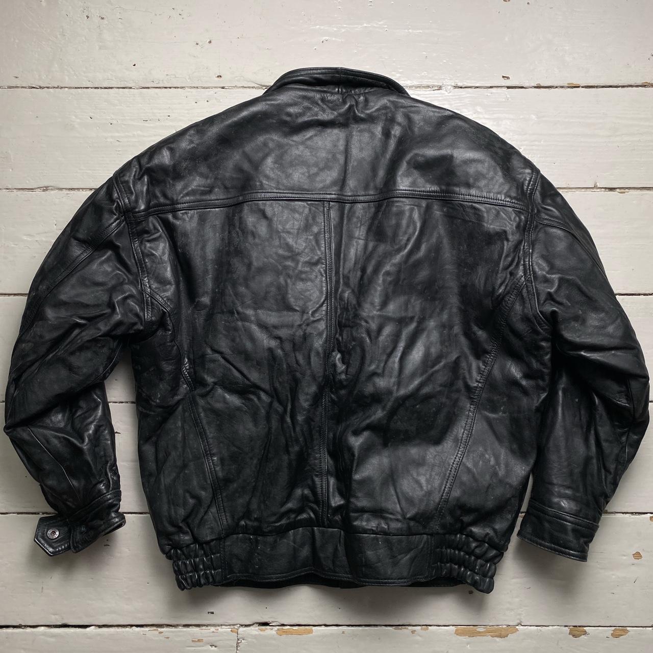 Frank Thomas Rawhide Clothing Co Black Leather Bomber Jacket