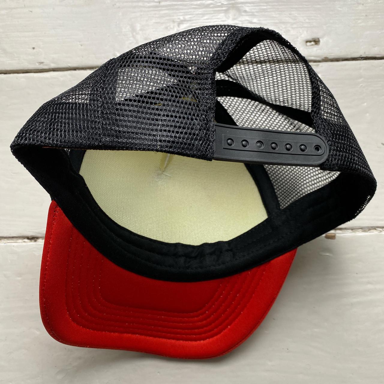 Corteiz Black White and Red Trucker Cap