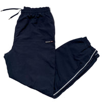 Reebok Navy and White Shell Trackpant Nylon Bottoms (L)