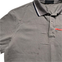 Prada Grey and Red Strip Polo Shirt (M)