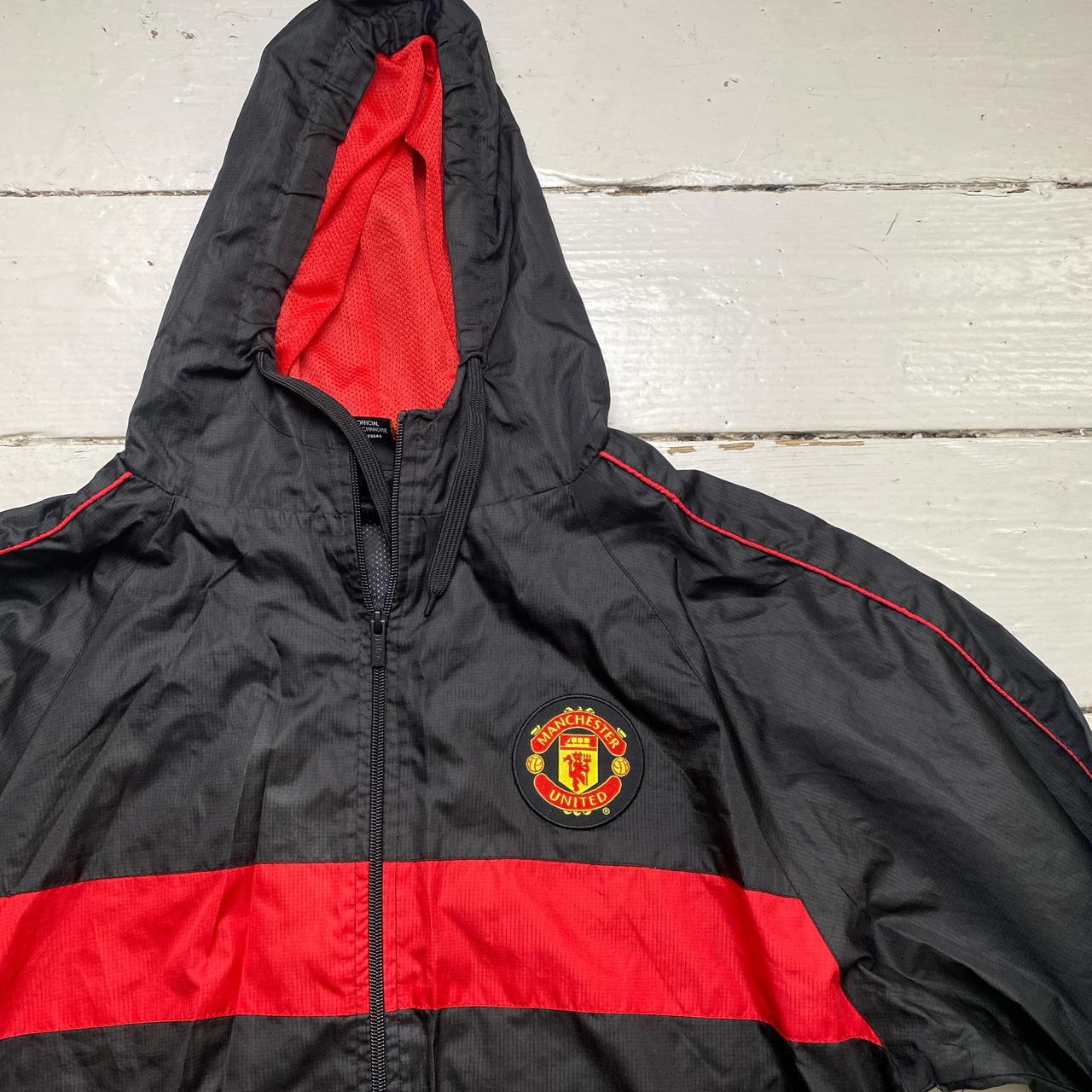 Manchester United Black and Red Windbreaker Shell Jacket