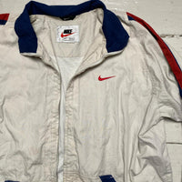 Nike Vintage 90’s Cream Navy and Red Tracksuit Nylon Shell Jacket (XL)