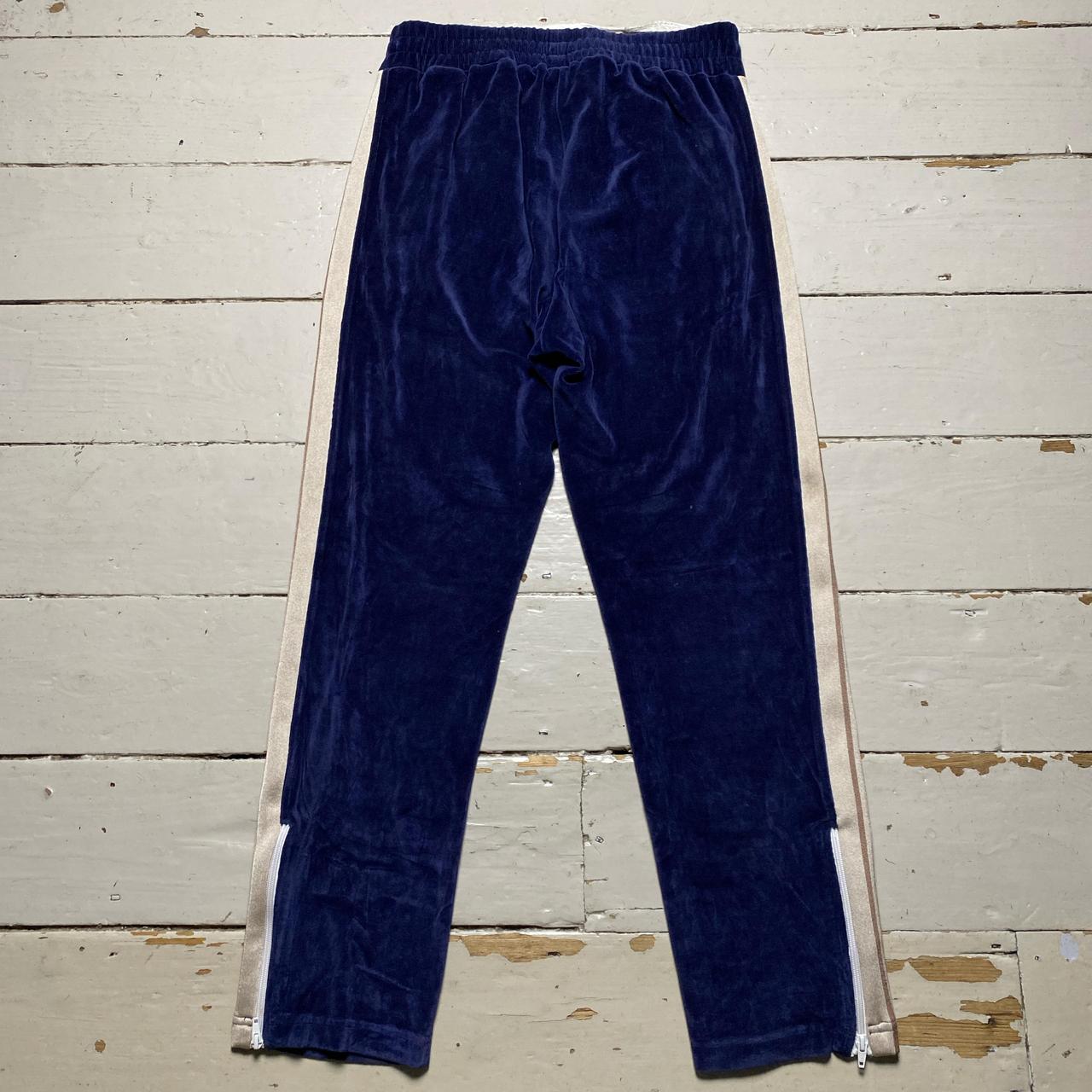 Palm Angels Navy Cream and Brown Velour Baggy Bottoms (L)