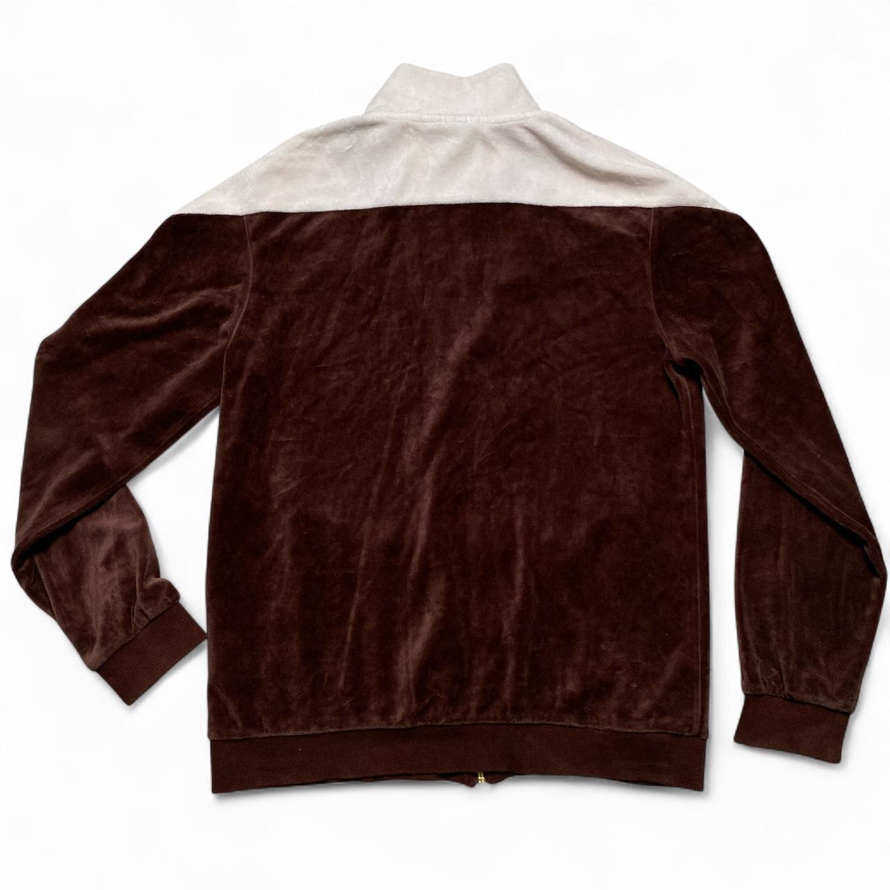 Fila Brown and White Velour Zip Tracksuit Jacket