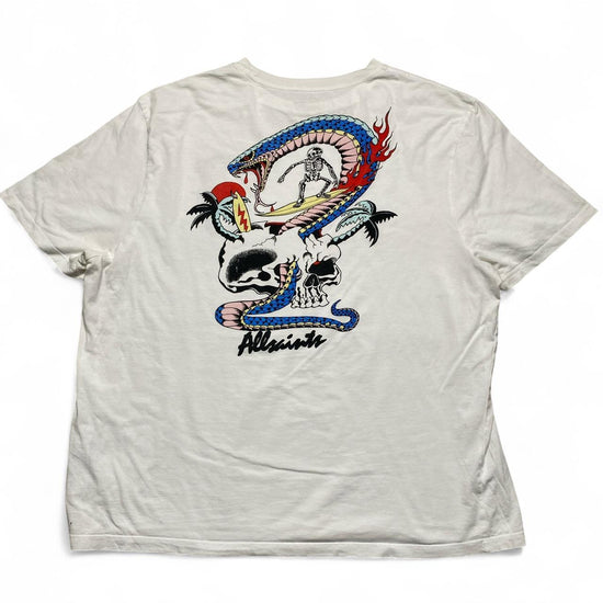 AllSaints White Skull Snake Surfer T Shirt (2XL)