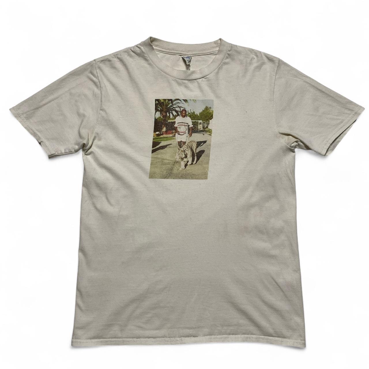 Mike Tyson Pet Tiger Image White T Shirt (M)