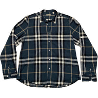 Burberry Brit Nova Check Navy Black White and Cream Long Sleeve Shirt (2XL)